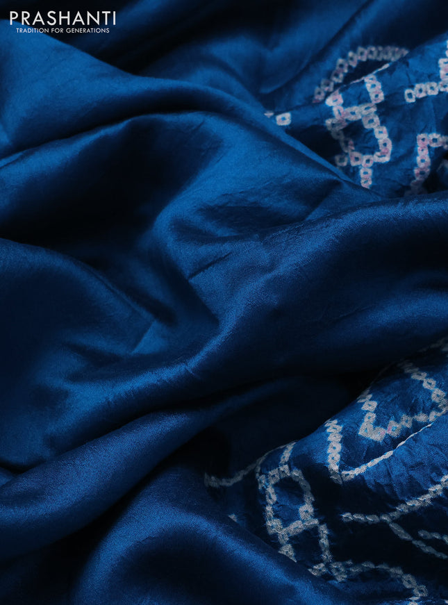 Chiniya silk saree cs blue with allover bandhani prints