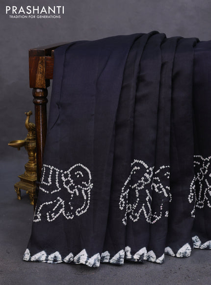 Chiniya silk saree black with allover bandhani prints
