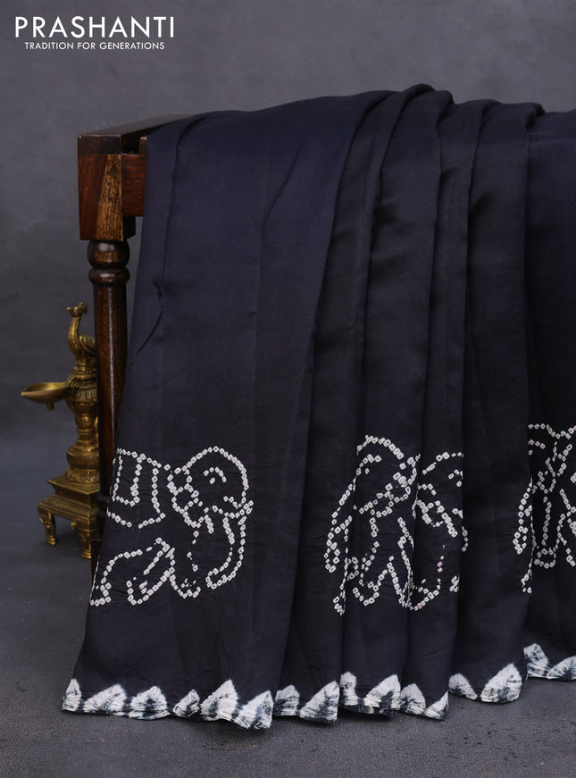 Chiniya silk saree black with allover bandhani prints