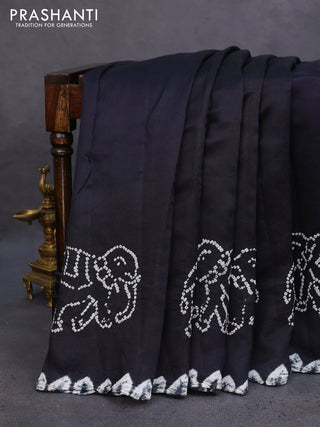 Chiniya silk saree black with allover bandhani prints