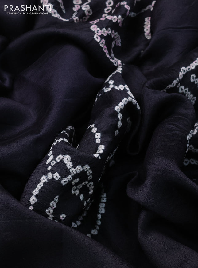 Chiniya silk saree black with allover bandhani prints