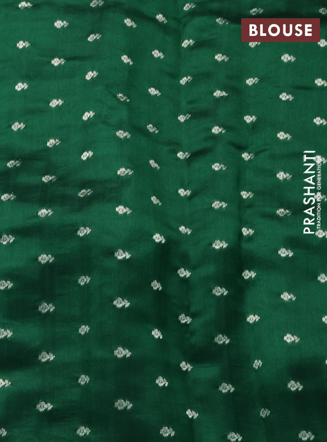 Chiniya silk saree green with allover bandhani prints