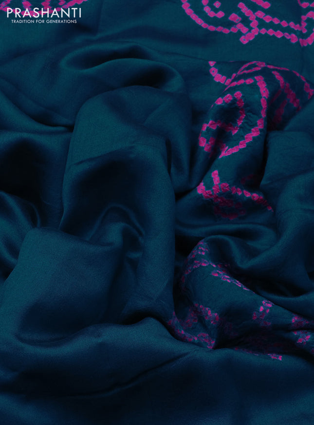 Chiniya silk saree cs blue with allover bandhani prints