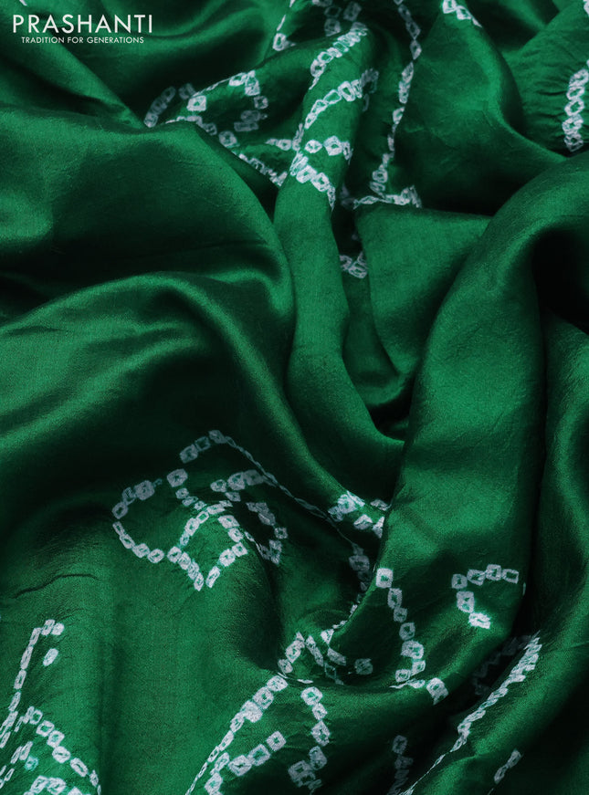 Chiniya silk saree green with allover bandhani prints