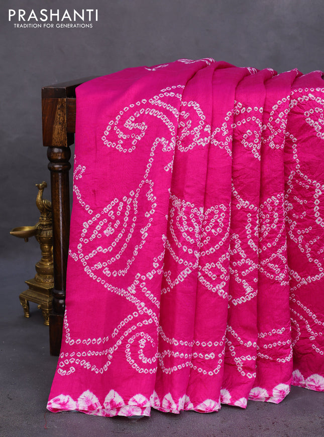Chiniya silk saree pink with allover bandhani prints