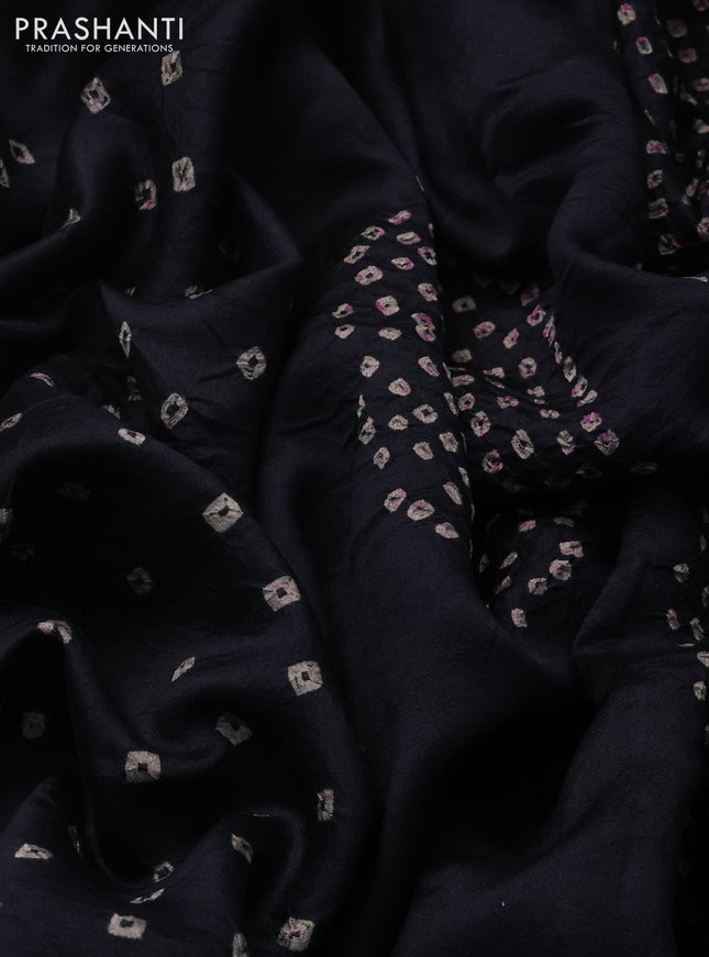 Chiniya silk saree black with allover bandhani prints