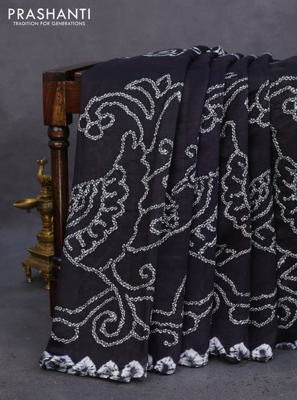 Chiniya silk saree black with allover bandhani prints