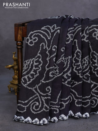 Chiniya silk saree black with allover bandhani prints