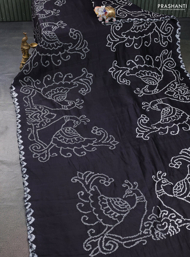 Chiniya silk saree black with allover bandhani prints
