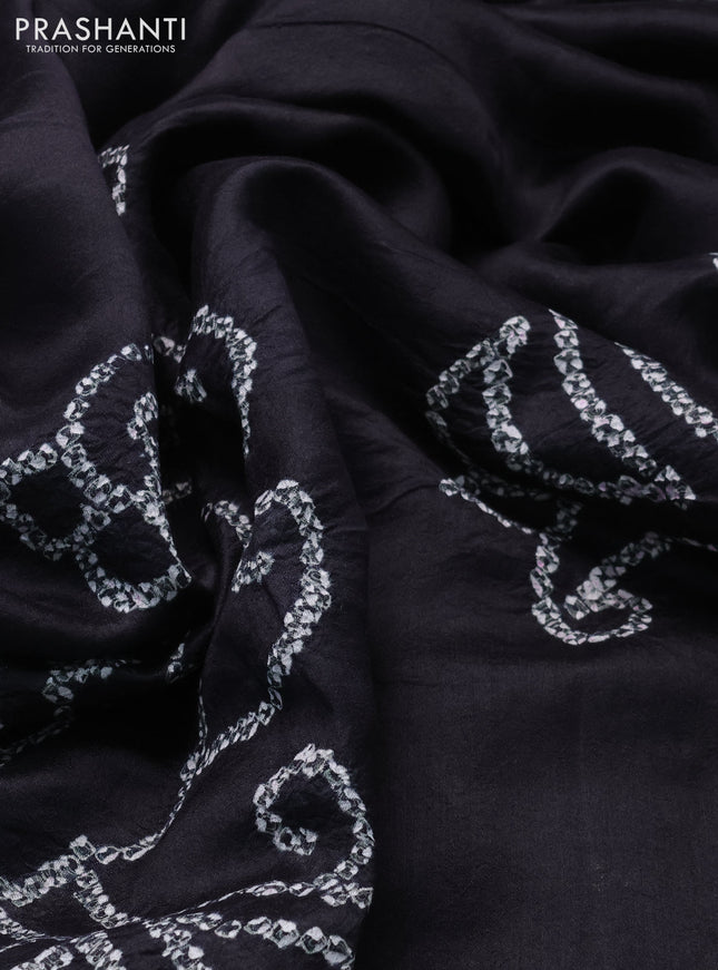 Chiniya silk saree black with allover bandhani prints