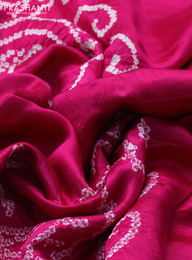 Chiniya silk saree magenta pink with allover bandhani prints