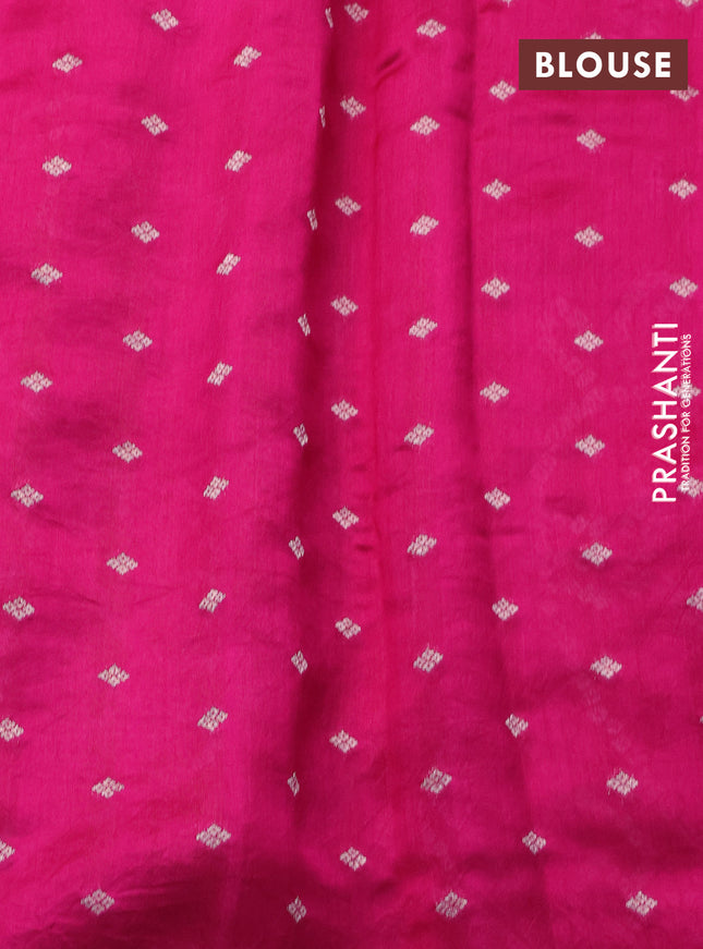 Chiniya silk saree magenta pink with allover bandhani prints