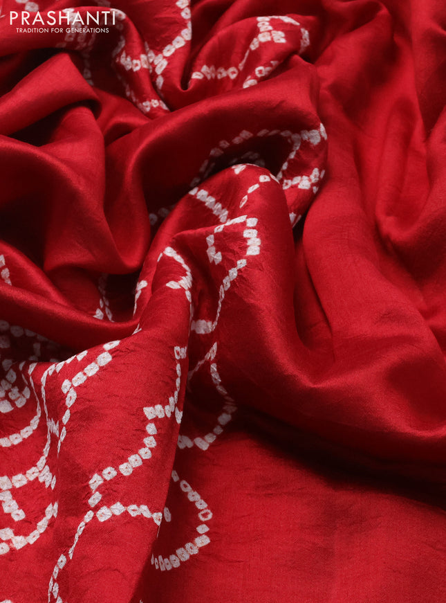 Chiniya silk saree maroon with allover bandhani prints