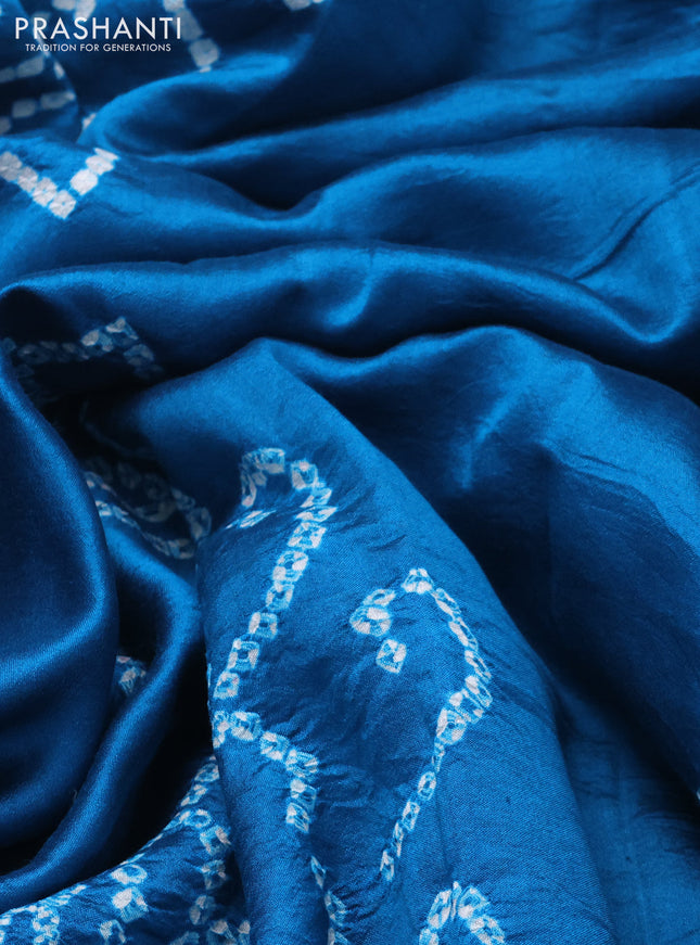 Chiniya silk saree cs blue with allover bandhani prints