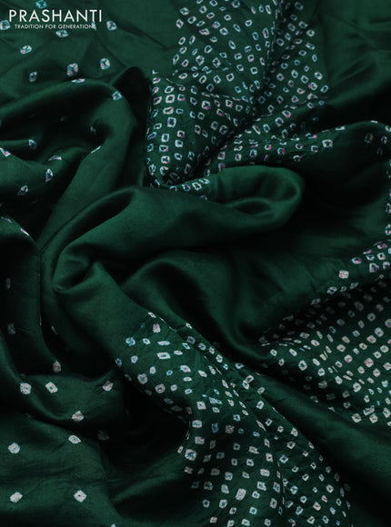 Chiniya silk saree green with allover bandhani prints