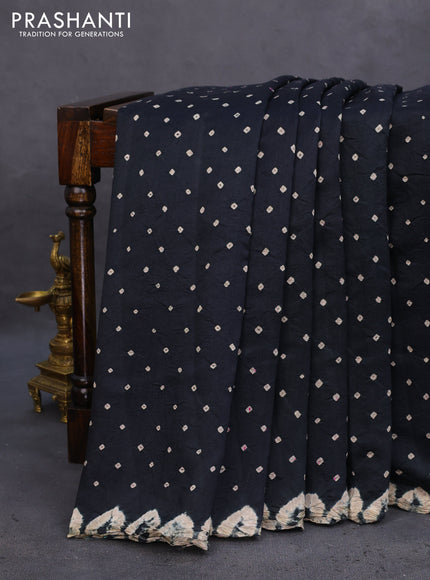 Chiniya silk saree black with allover bandhani prints