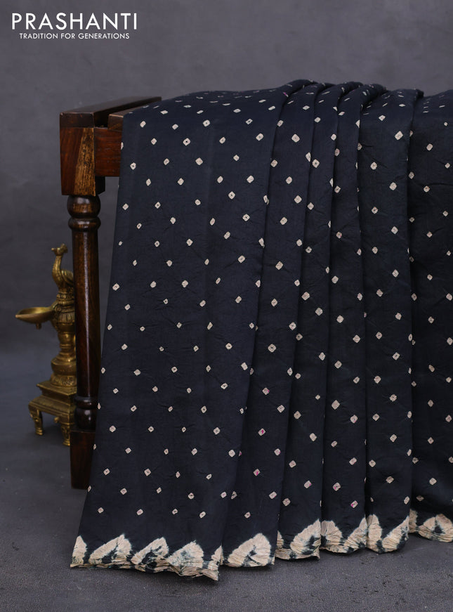 Chiniya silk saree black with allover bandhani prints