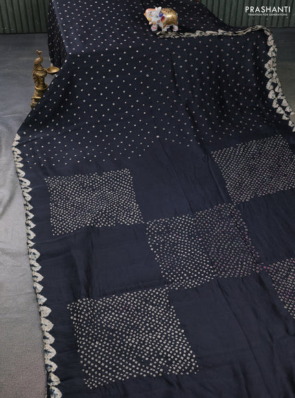 Chiniya silk saree black with allover bandhani prints