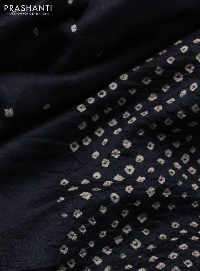 Chiniya silk saree black with allover bandhani prints