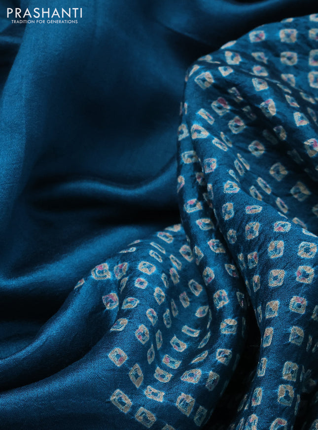 Chiniya silk saree cs blue with allover bandhani prints