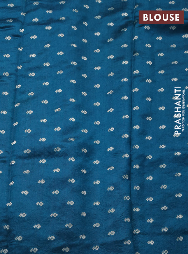 Chiniya silk saree cs blue with allover bandhani prints