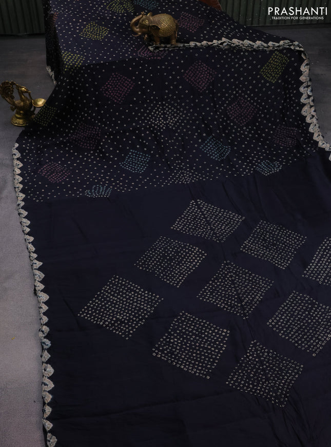 Chiniya silk saree black with allover bandhani prints