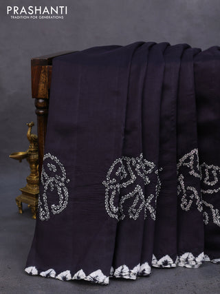 Chiniya silk saree black with allover bandhani prints