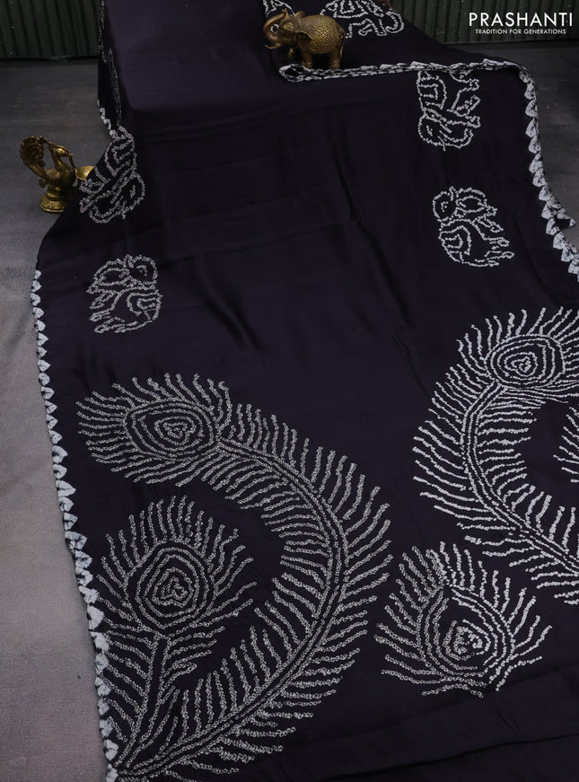Chiniya silk saree black with allover bandhani prints