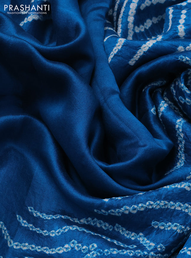 Chiniya silk saree cs blue with allover bandhani prints