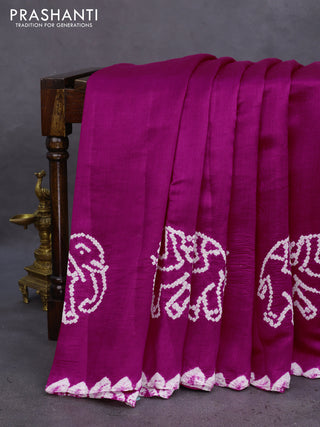 Chiniya silk saree pink with allover bandhani prints