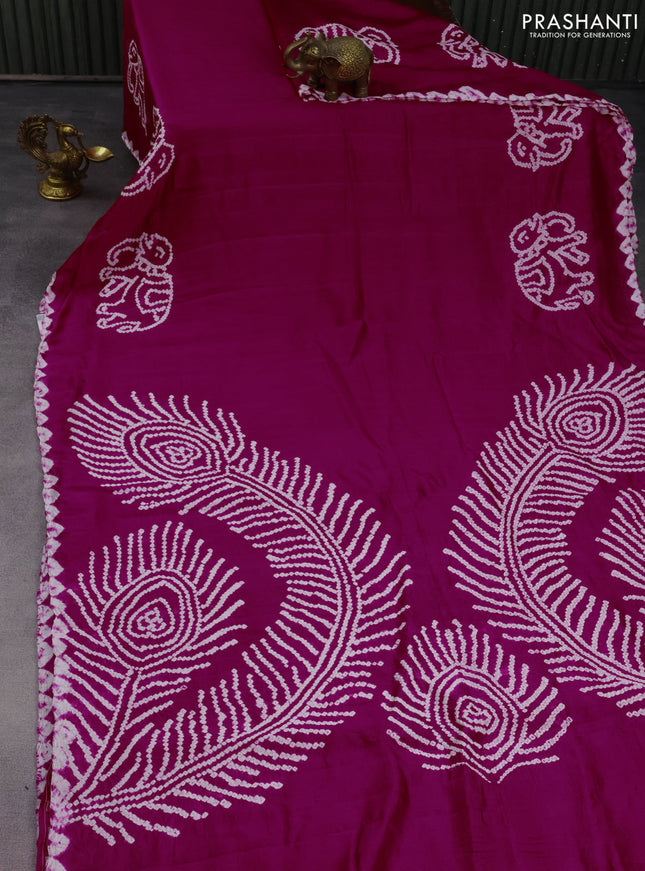 Chiniya silk saree pink with allover bandhani prints
