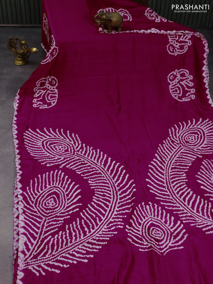 Chiniya silk saree pink with allover bandhani prints