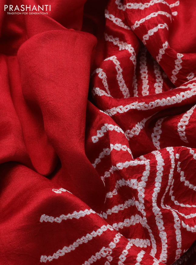 Chiniya silk saree maroon with allover bandhani prints