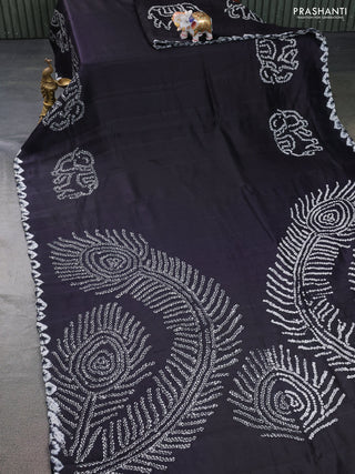 Chiniya silk saree black with allover bandhani prints