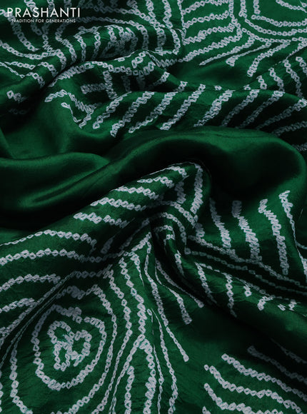 Chiniya silk saree green with allover bandhani prints