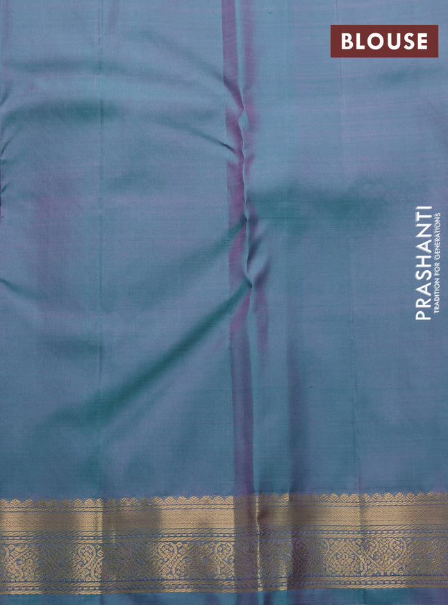 Pure kanchipuram silk saree light pink and dual shade of green with allover vairosi pattern & zari buttas and zari woven border