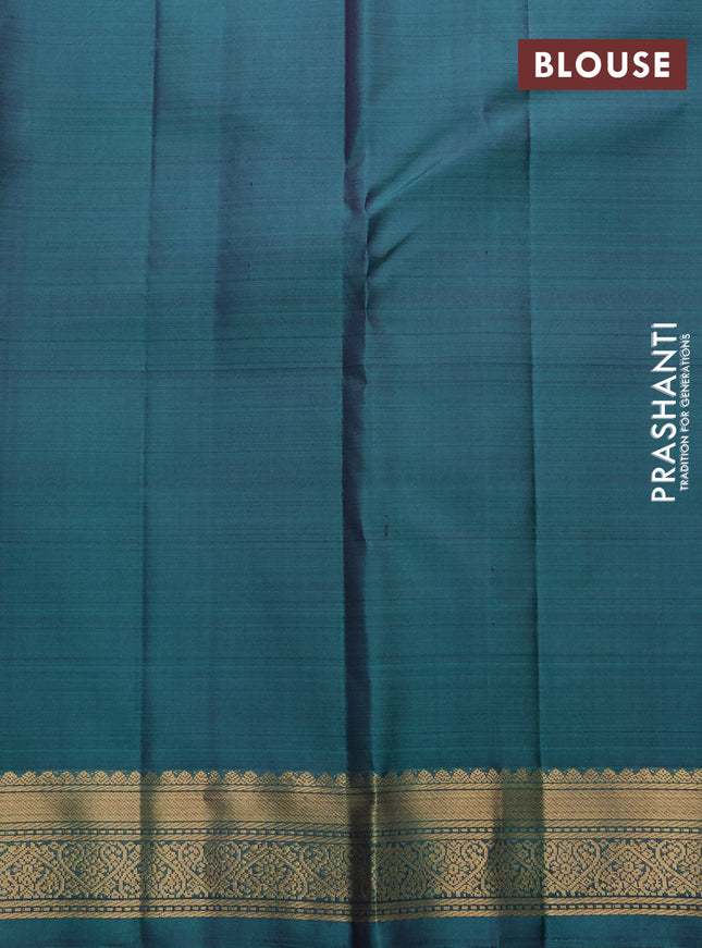 Pure kanchipuram silk saree mehendi green and peacock green with allover vairosi pattern & zari buttas and zari woven border