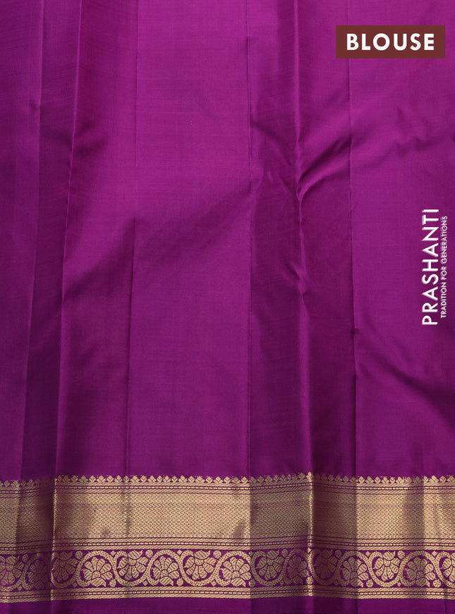 Pure kanchipuram silk saree grey and purple with allover vairosi pattern & zari buttas and zari woven border