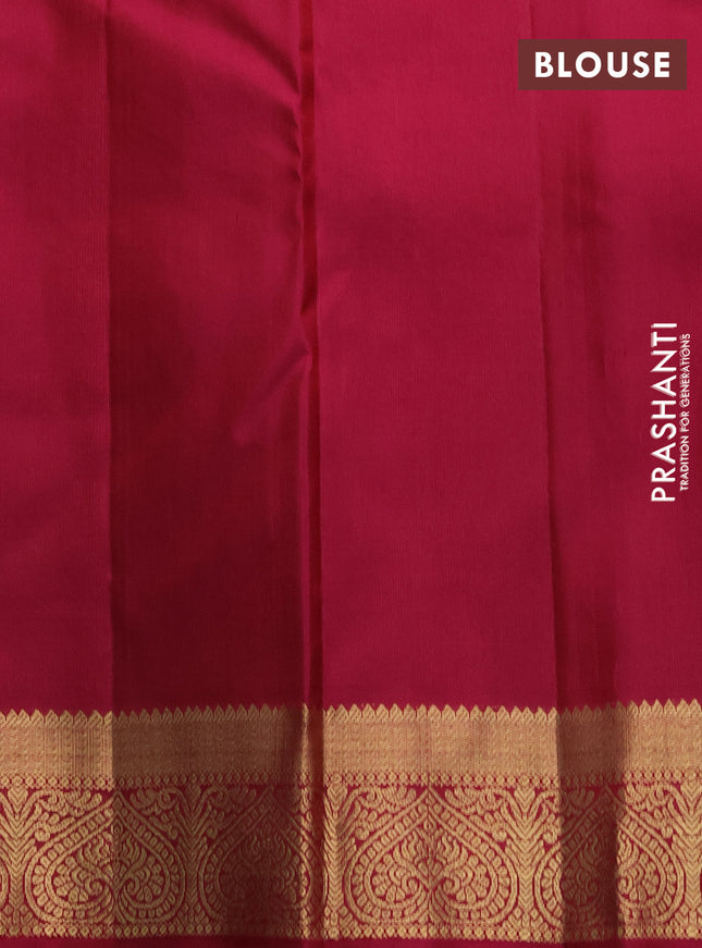 Pure kanchipuram silk saree pista green and magenta pink with allover vairosi pattern & zari buttas and zari woven border