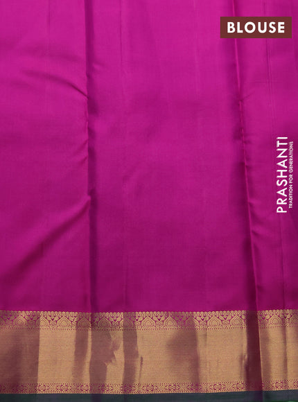 Pure kanchipuram silk saree pastel grey and green with zari woven buttas and zari woven border