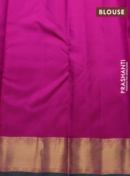 Pure kanchipuram silk saree pale yellow and green with zari woven buttas and zari woven border