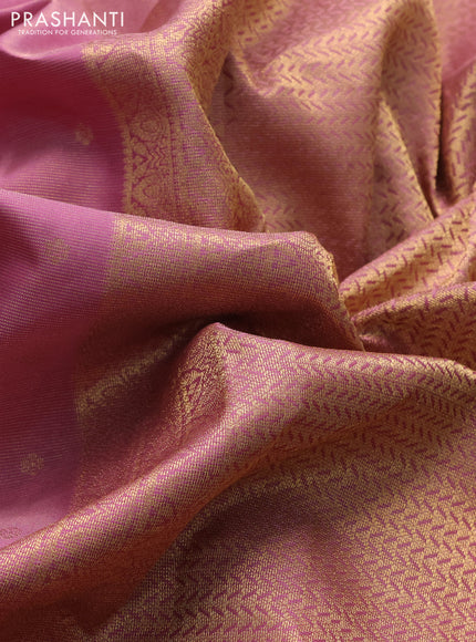 Pure kanchipuram silk saree mauve pink with allover vairosi pattern & zari buttas and zari woven border