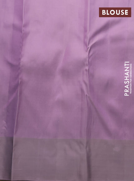 Pure kanchipuram silk saree pastel blue and grey shade with allover zari woven 1000 buttas and temple design simple korvai border