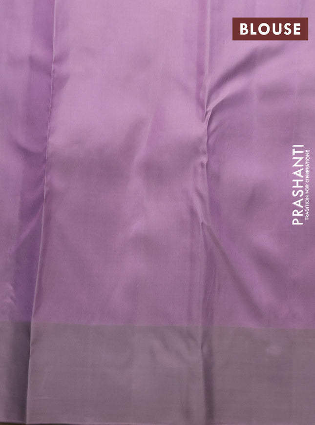 Pure kanchipuram silk saree pastel blue and grey shade with allover zari woven 1000 buttas and temple design simple korvai border