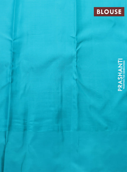 Pure kanchipuram silk saree pastel green and teal blue with allover zari woven 1000 buttas and temple design simple korvai border