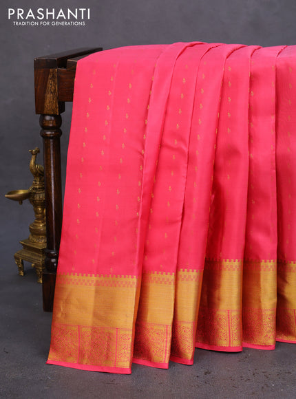 Pure kanchipuram silk saree pink shade with zari woven buttas and zari woven border