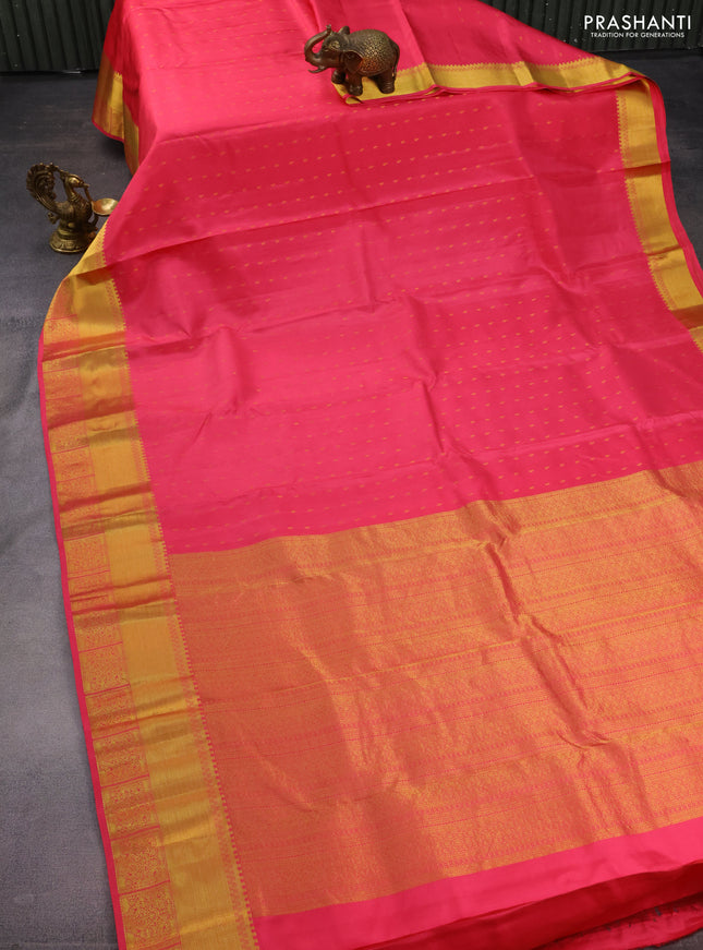 Pure kanchipuram silk saree pink shade with zari woven buttas and zari woven border