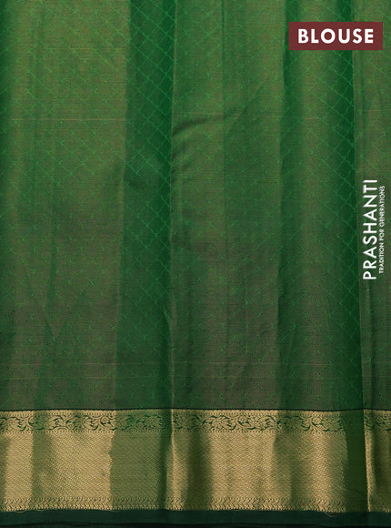 Pure kanchipuram silk saree green with allover zari weaves and zari woven border