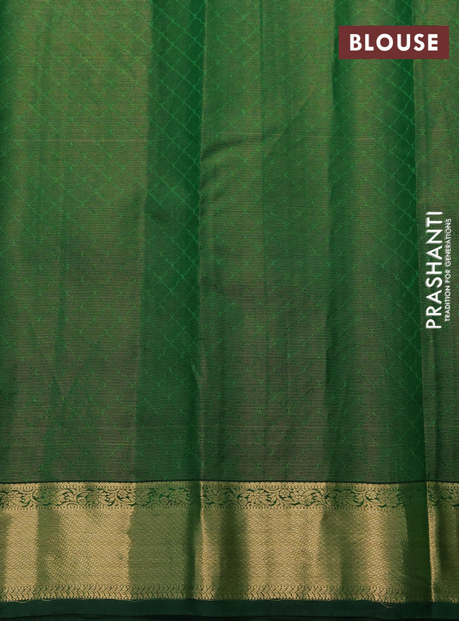 Pure kanchipuram silk saree green with allover zari weaves and zari woven border