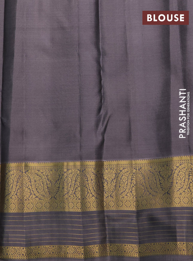 Pure kanchipuram silk saree black and grey with annam zari woven buttas and zari woven border